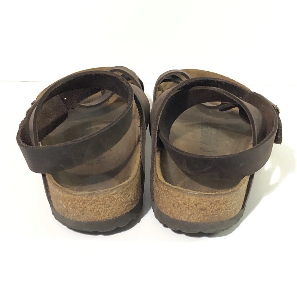 Birkenstock Women’s Brown Oiled Leather Ankle Strap Buckle Sandals - Picture 6 of 9